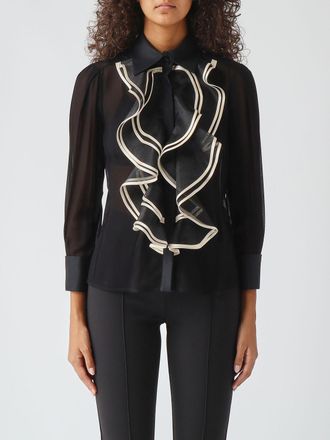 Elisabetta Franchi Viscose Shirt with Rouches and French Collar