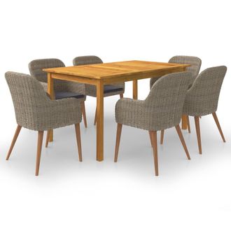 vidaXL Juego De Comedor Para Jard&iacute;n 7 Piezas Marr&oacute;n Vidaxl