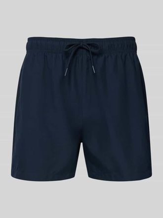 Emporio Armani Relaxed Fit Badeshorts mit Logo-Stitching in Dunkelblau, Gr&ouml;&szlig;e L
