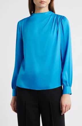 Elie Tahari The Tien Draped Stretch Silk Top in Cosmic Blue at Nordstrom Rack, Size X-Small