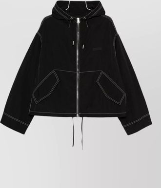 Ami hooded blazer long sleeves drawstring hem