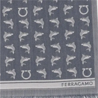 Ferragamo Mens Scarf Washed Denim Wool Scarfs