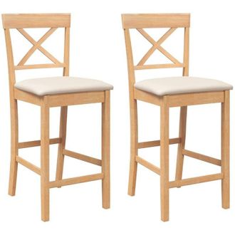 vidaXL Sgabelli da Bar con Cuscini 2pz Naturale Legno Massello Hevea - Vidaxl
