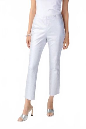 Joseph Ribkoff Metallic Textured Pull-On Jeans In Silver Texture