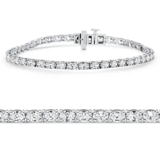 Pompeii3 4 1/2Ct Oval Cut Diamond Tennis Bracelet 7 14k White Gold Lab Grown Size: Medium