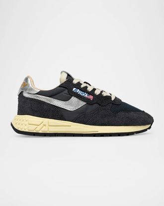Autry Reelwind Mixed Leather Low-Top Sneakers
