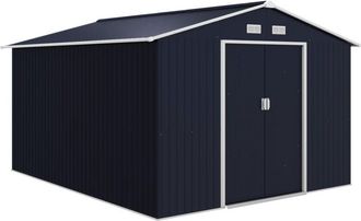 OUTSUNNY Cobertizo de jardín de exterior 8,3 m² 277x322x192 cm caseta de jardín con 2 puertas corredizas base refuerzo (suelo no incluido) gris