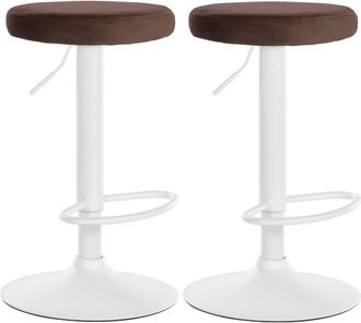 Clp Set De 2 Taburetes De Bar Ponte En Terciopelo Marr&oacute;n Metal Blanco Mate