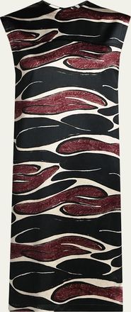 Marni Abstract Wave Sleeveless Midi Dress