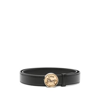 Chlo&eacute; Accessoires, Dames, Zwart, S, Leer, Horse Medal Belt