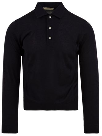 FILIPPO DE LAURENTIIS Navy Blue Paramontura Merino Polo