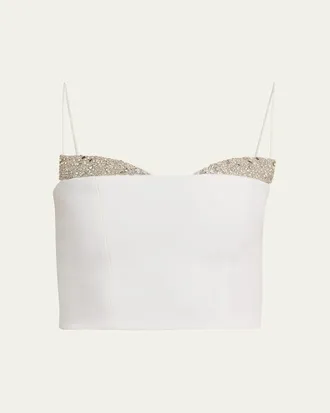 Alice & Olivia Hallie Embellished Peekaboo Top