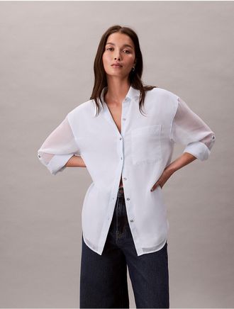 Calvin Klein Womens Utility Roll Sleeve Tunic - Blue - XS