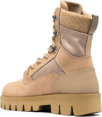 Heron Preston Womens Lace-Up Military Boot Beige Leather Suede
