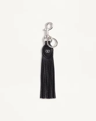 Valentino Garavani Valentino Garavani VLogo Signature Key Ring In Grainy Calfskin And Metal