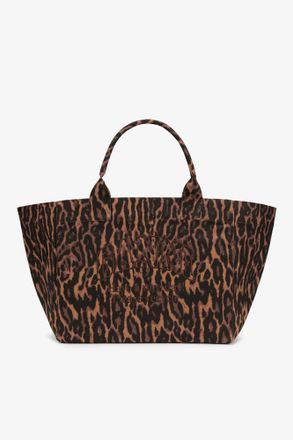 Ganni Autumn Maple Tote XXL in Gradient Red Leopard