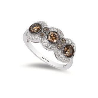 Le Vian Ladies Chocolate Three Stone Rings in 14K Vanilla Gold