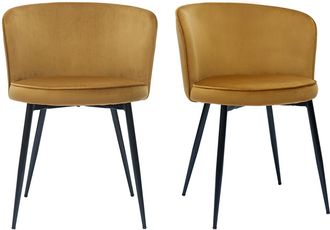Miliboo Miliboo - Set De 2 Sillas De Dise&ntilde;o De Terciopelo Bronce Y Metal Negro Serif
