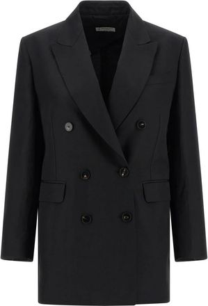 Alberto Biani Double-breasted Blazer - Dames - Blazers - Zwart - XS - Leer - Jassen