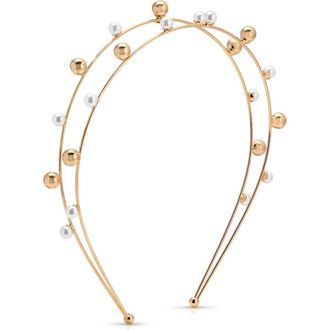 Ettika Faux Pearl Bubble Headband in Gold at Nordstrom