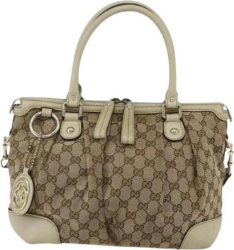 Gucci Pre-owned Handbags, female, Beige, Size: ONE SIZE Pre-owned Vintage Canvas Handbag