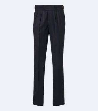 Rubinacci Striped virgin wool straight pants