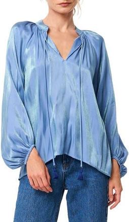 Ciebon Gefina Shimmering Tie Neck Top in Blue at Nordstrom Rack, Size X-Small