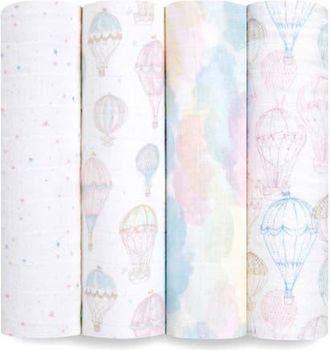 Aden + Anais Boutique 4-Pack 100% Organic Cotton Muslin Swaddles in Above The Clouds at Nordstrom