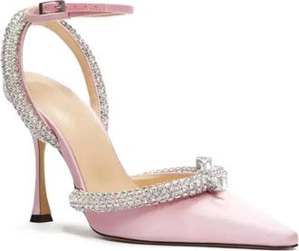 Mach & Mach crystal-embellished ankle-strap pumps - women - Crystal/Leather/Leather/Leather - 38 - Pink