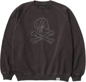 Neighborhood Sweater met geborduurde doodskop - Bruin