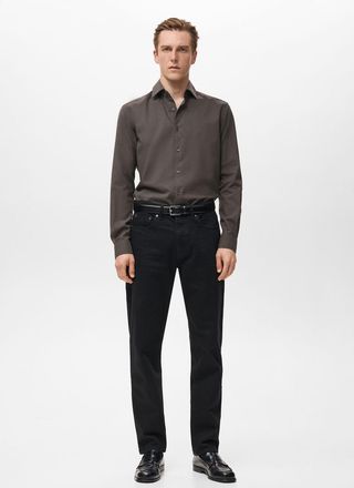 Mango Camicia a righe 100% cotone regular fit marrone - Uomo - XXL - MANGO MAN