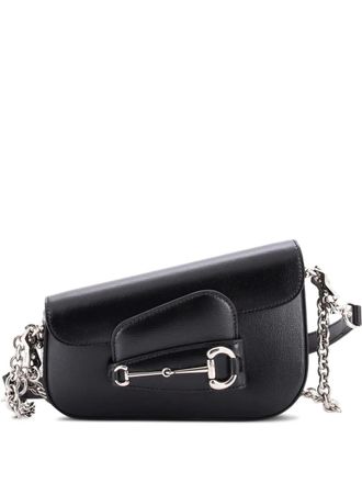 Gucci Horsebit 1955 Asymmetric Leather Mini shoulder bag - Nero