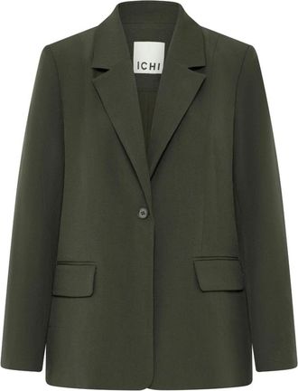 Ichi Ihfava Lange Blazer - Dames - Blazers - Groen - 2XL - Polyester - Jassen