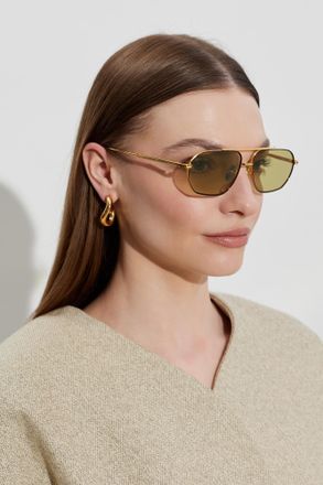 Linda Farrow Arden Sunglasses, Unisex, Gold