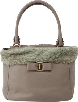 Ferragamo Pre-owned Handbag - Dames - Vintage Handtas - Beige - ONE Size - Leer - Vintage