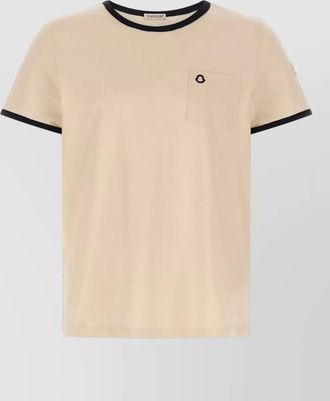 Moncler logo embroidered chest pocket contrast trim t shirt