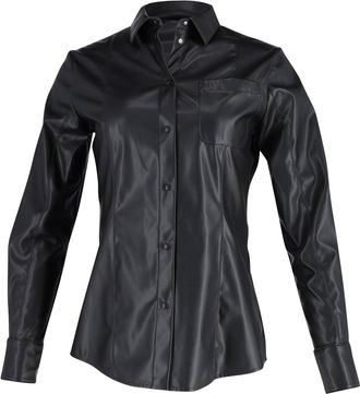 Msgm Buttondown Shirt in Black Faux Leather