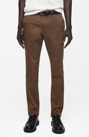 Mango Serge Slim Fit Chino Pants in Brown at Nordstrom, Size 30
