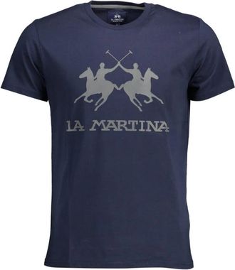 La Martina Stijlvol Katoenen T-shirt Blauw - Heren - T-shirts - Blauw - L - Katoen - Tops