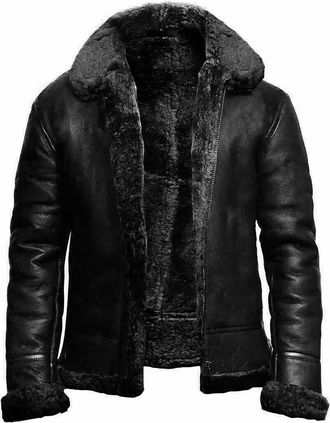 Generic Mens Faux Leather Jacket Winter Warm Faux FUT Lined Coats Big and Tall Fashion Zip Up Motorcycle Outerwear Black