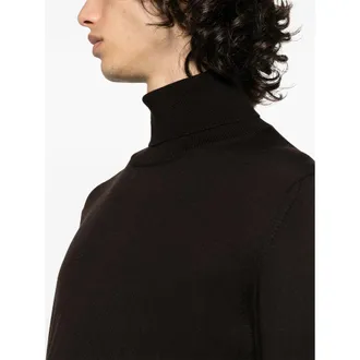 La Fileria Mens Roll Neck Sweater Brown Virgin Wool Jumpers