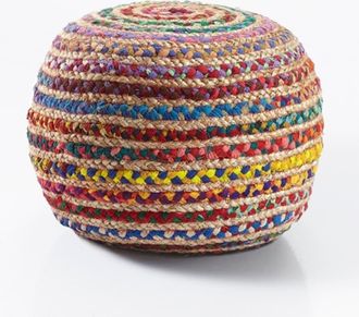 Oresteluchetta Puf de yute y algod&oacute;n &oslash;50xh35 cm