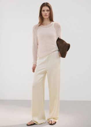 Mango Pantaloni dritti satinati grezzo - Donna - XL - MANGO