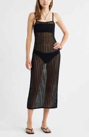 Open Edit Open Stitch Cotton Blend Sweater Dress in Black at Nordstrom Rack, Size Xx-Small