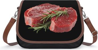 Generic Fresh Raw Beef Meat Womens Crossbody Bag Fashion Shoulder Handbags Message Tote Bag with Adjustable Strap