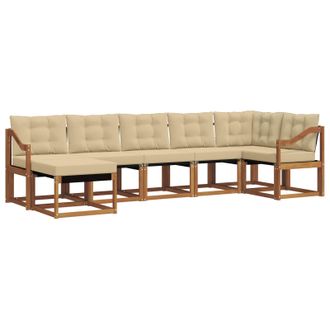 vidaXL Conjunto De Sof&aacute;s De Exterior Con Coj&iacute;n 7 Pcs Natural Y Beige Vidaxl