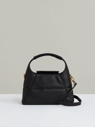 Reiss Black Grained-leather Crossbody Bag