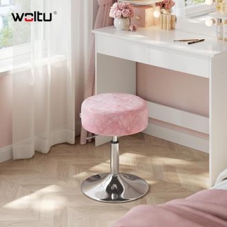 Woltu Woltu Taburete Giratorio Regulable En Altura, 44-56 Cm, Terciopelo Silla Giratoria 360&deg;,rosa
