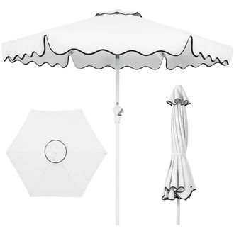 Best Choice Products 7.5ft Patio Market Umbrella with Wavy Trim, Fade-Resistant, Crank & Tilt, Wind Vent