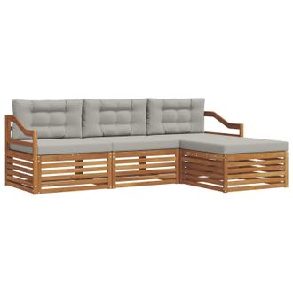 vidaXL Conjunto De Sof&aacute;s De Exterior Con Coj&iacute;n Gris Natural Y Claro Vidaxl